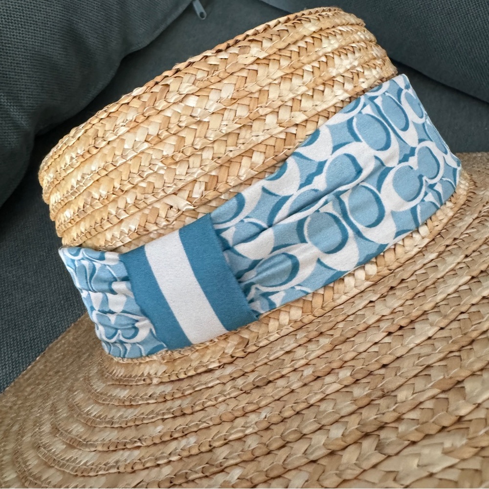 coach Raffia Brimmed Hat With Scarf c9126 - Picture 5 of 6